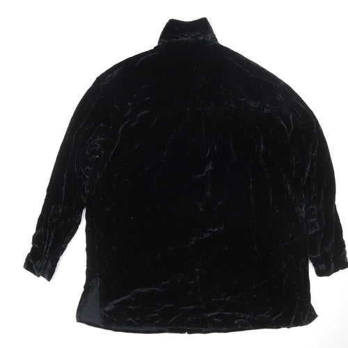 Next Women’s Black Velvet Collared Button Cardigan UK M Long Sleeve