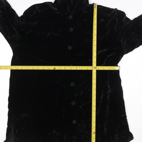 Next Women’s Black Velvet Collared Button Cardigan UK M Long Sleeve