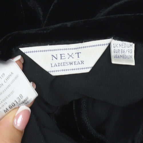 Next Women’s Black Velvet Collared Button Cardigan UK M Long Sleeve