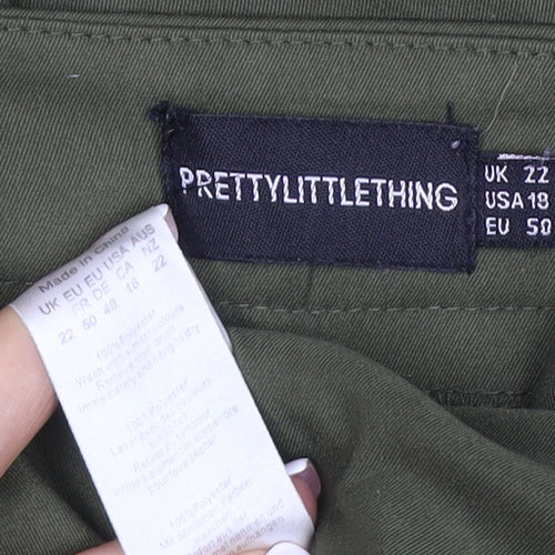 PrettyLittleThing Women’s Khaki Green UK 22 Cargo Straight Leg Trousers