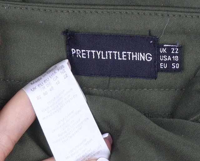 PrettyLittleThing Women’s Khaki Green UK 22 Cargo Straight Leg Trousers