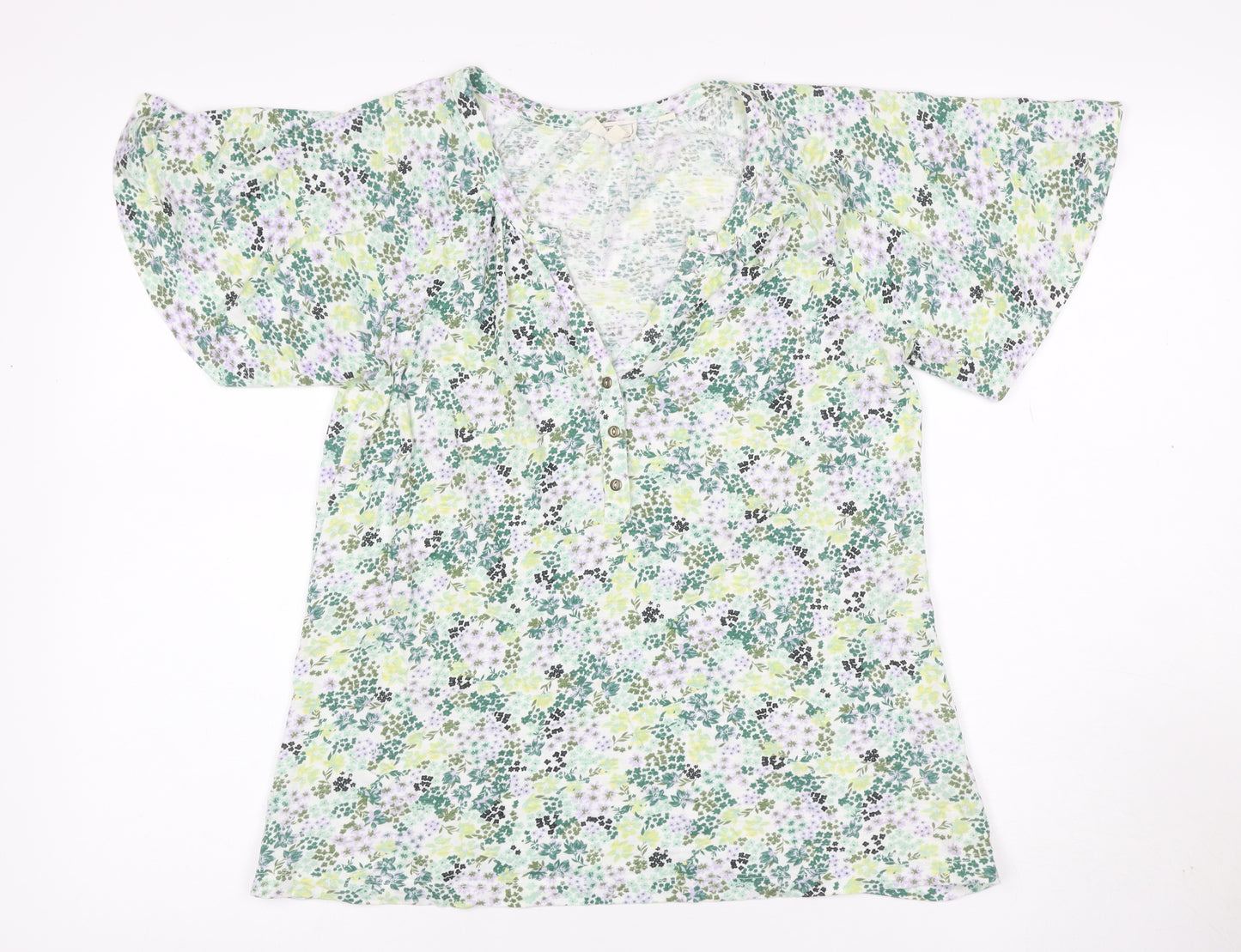 Fat Face Women’s Multicoloured Floral Kimono Sleeve Blouse UK 8