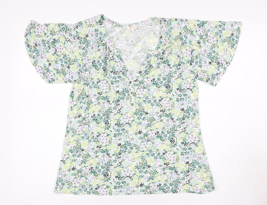Fat Face Women’s Multicoloured Floral Kimono Sleeve Blouse UK 8