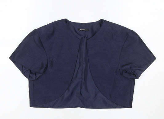 Roman Women Blue UK 12 Cropped Suit Jacket Lined Short Sleeve