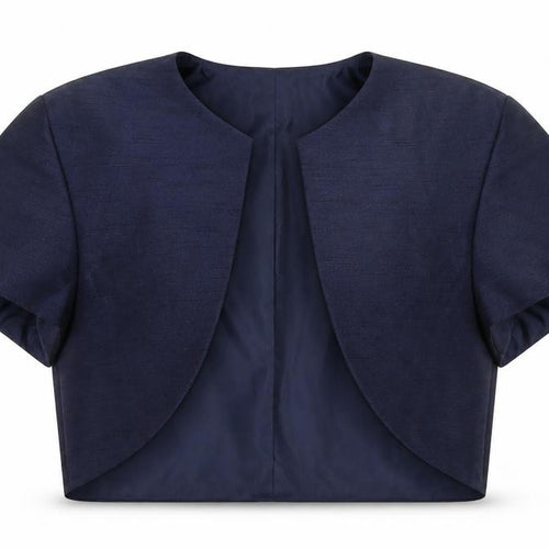 Roman Women Blue UK 12 Cropped Suit Jacket Lined Short Sleeve