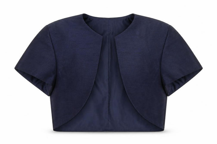 Roman Women Blue UK 12 Cropped Suit Jacket Lined Short Sleeve