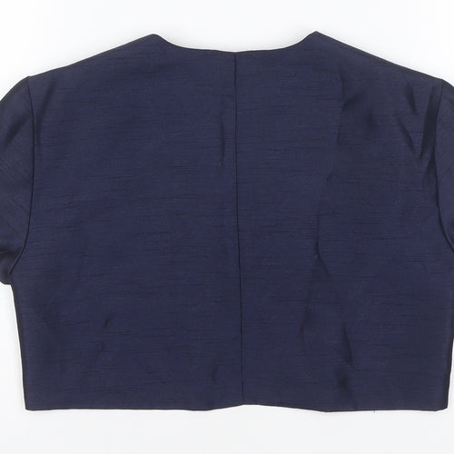 Roman Women Blue UK 12 Cropped Suit Jacket Lined Short Sleeve
