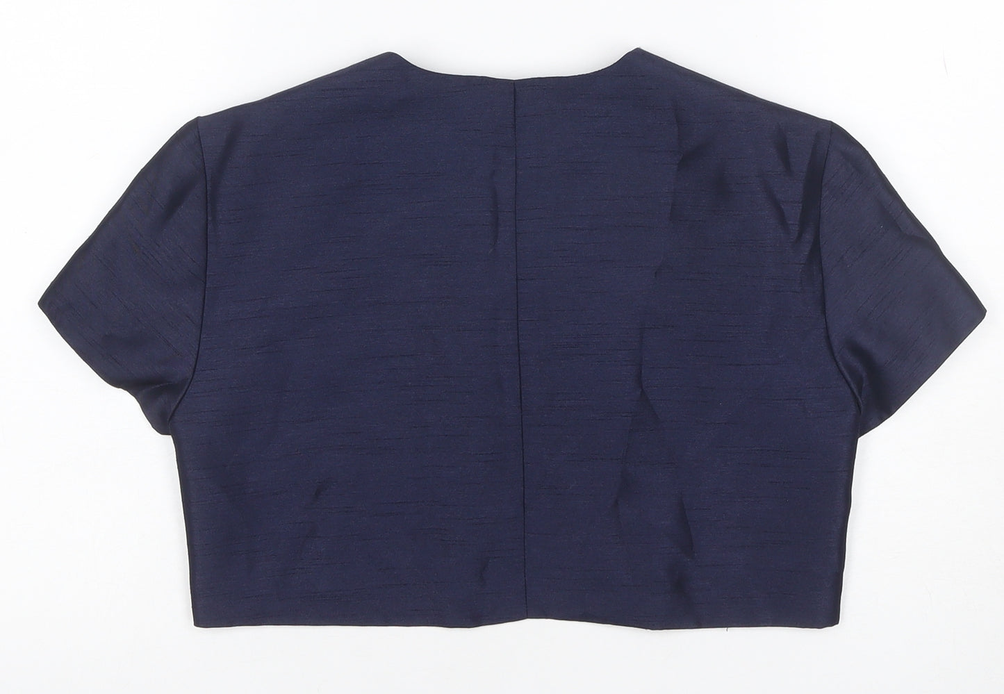 Roman Women Blue UK 12 Cropped Suit Jacket Lined Short Sleeve