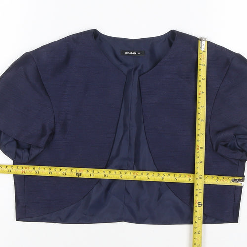 Roman Women Blue UK 12 Cropped Suit Jacket Lined Short Sleeve