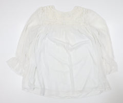 Yours Women Ivory UK 24 Lace Chiffon Tunic Blouse Bell Sleeve