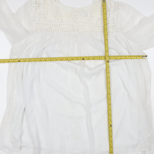 Yours Women Ivory UK 24 Lace Chiffon Tunic Blouse Bell Sleeve