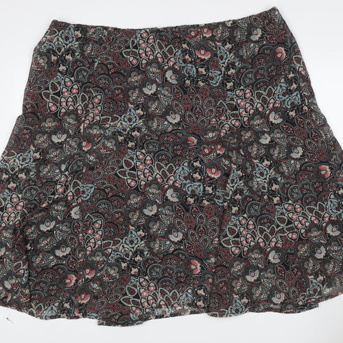 Damart Women Multicoloured Paisley A-Line Knee Length Skirt UK 26/28