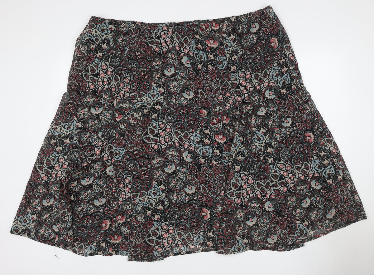 Damart Women Multicoloured Paisley A-Line Knee Length Skirt UK 26/28