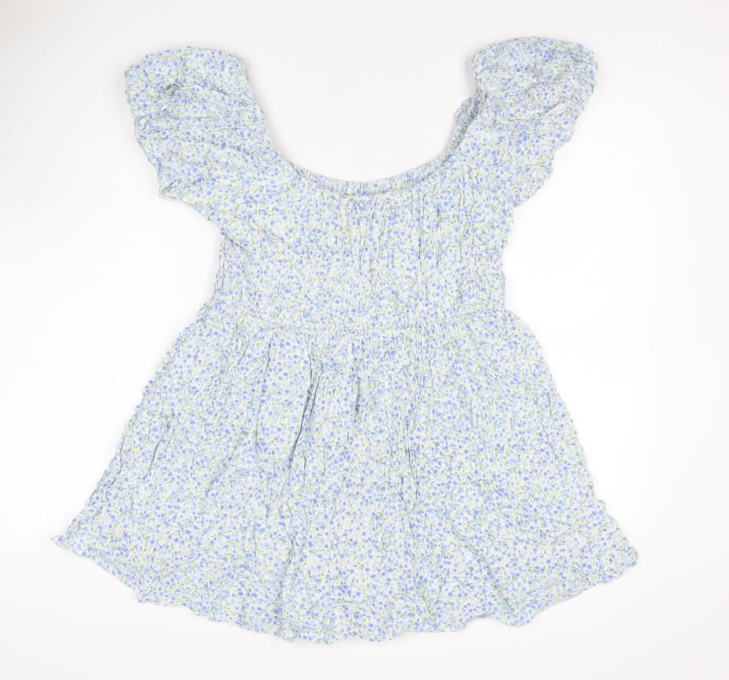 Daisy Street Women Blue Floral Off Shoulder Playsuit Size L Viscose