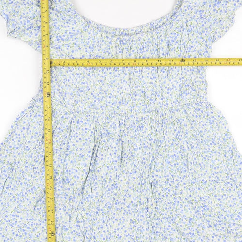 Daisy Street Women Blue Floral Off Shoulder Playsuit Size L Viscose