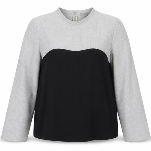 COS Women Grey Black Colourblock Long Sleeve Zip Blouse UK 12
