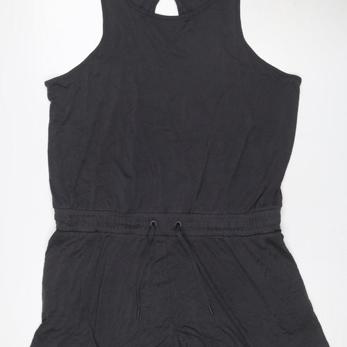 Goodmove Women Black Size 20 Modal Sleeveless Drawstring Romper Playsuit