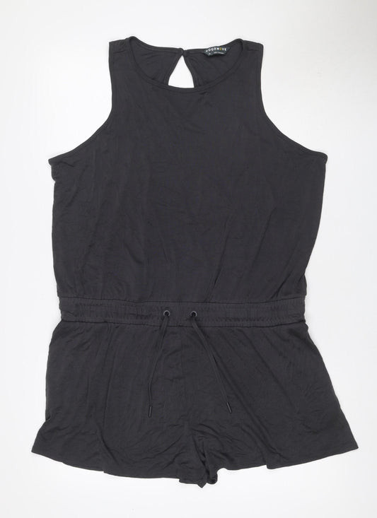Goodmove Women Black Size 20 Modal Sleeveless Drawstring Romper Playsuit