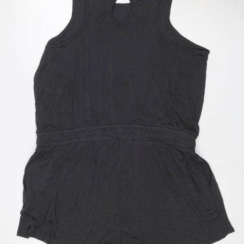 Goodmove Women Black Size 20 Modal Sleeveless Drawstring Romper Playsuit