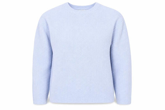 Marks & Spencer Women Blue M Crew Neck Rib Knit Jumper Long Sleeve