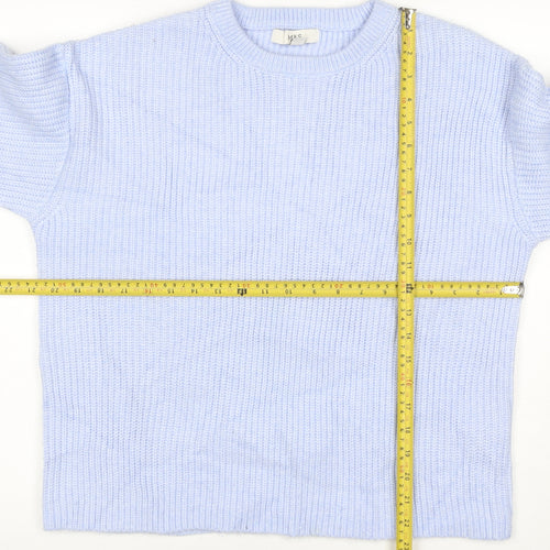 Marks & Spencer Women Blue M Crew Neck Rib Knit Jumper Long Sleeve
