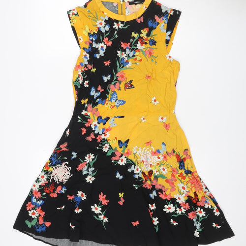 Oasis Women Multicoloured Floral Butterfly Size 10 Shift Knee Dress