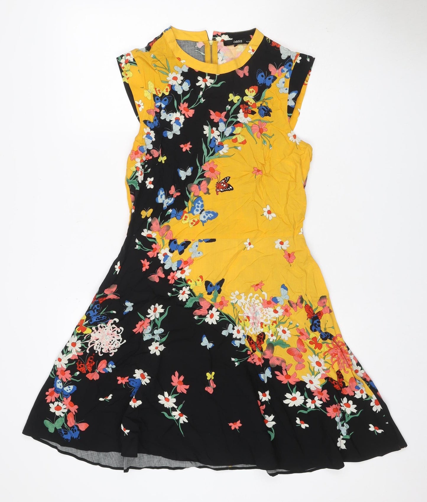 Oasis Women Multicoloured Floral Butterfly Size 10 Shift Knee Dress