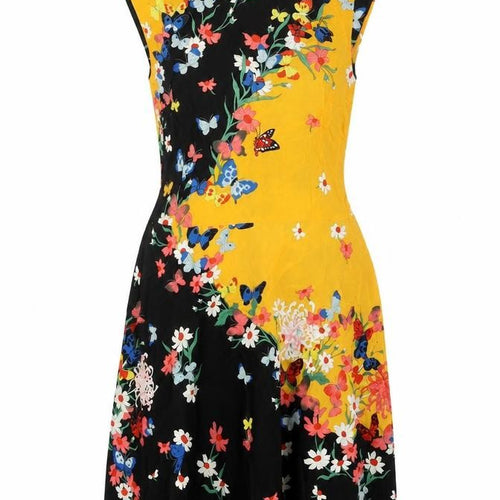 Oasis Women Multicoloured Floral Butterfly Size 10 Shift Knee Dress