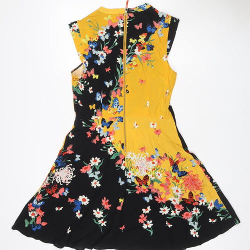 Oasis Women Multicoloured Floral Butterfly Size 10 Shift Knee Dress