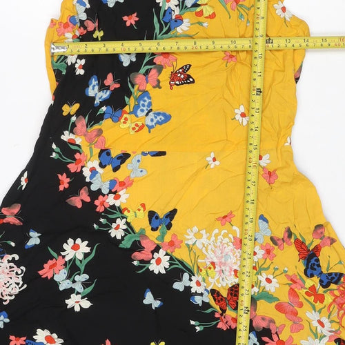 Oasis Women Multicoloured Floral Butterfly Size 10 Shift Knee Dress
