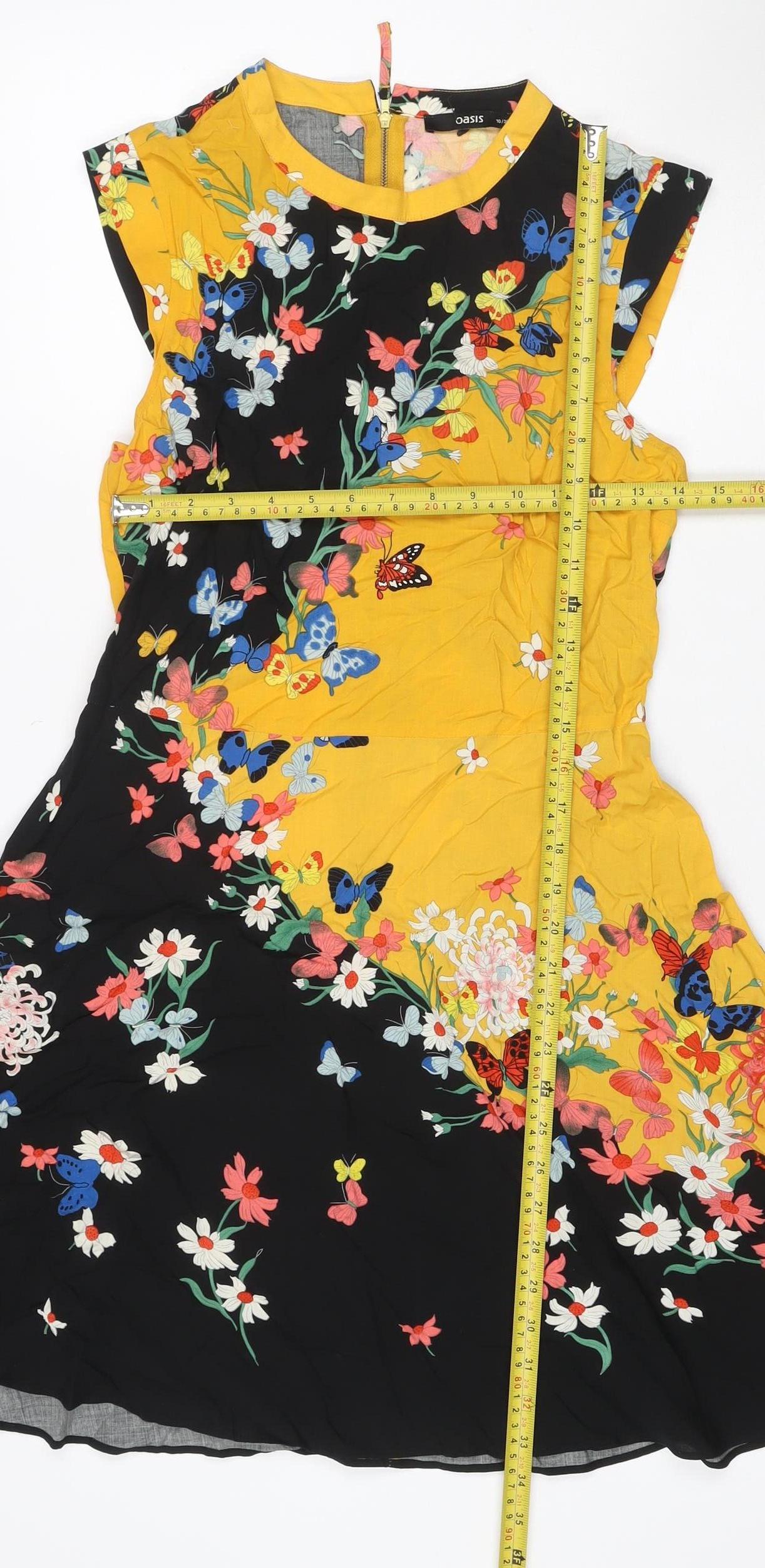Oasis Women Multicoloured Floral Butterfly Size 10 Shift Knee Dress