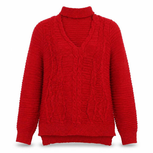 River Island Women Red UK 8 Cable-Knit Roll Neck Jumper