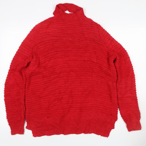 River Island Women Red UK 8 Cable-Knit Roll Neck Jumper