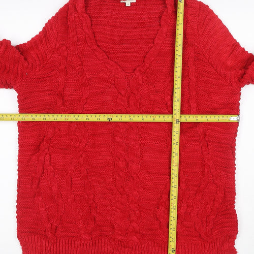 River Island Women Red UK 8 Cable-Knit Roll Neck Jumper