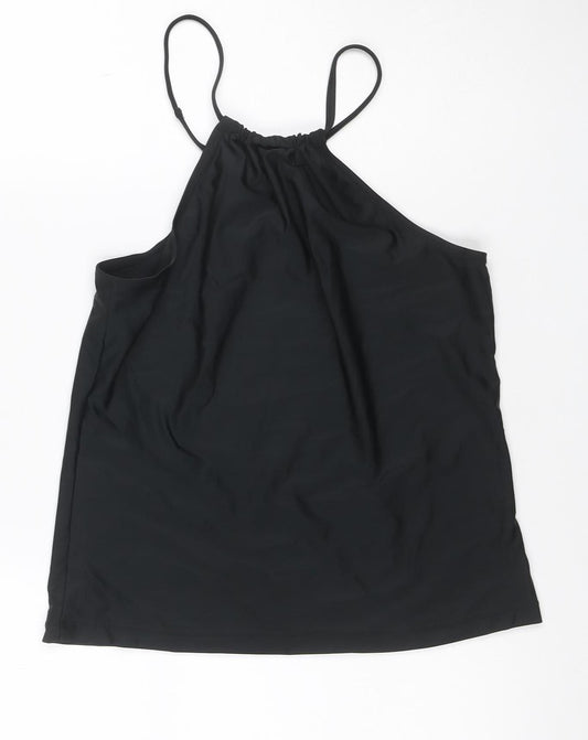 Slazenger Women Black UK 12 Ruched Spaghetti Strap Camisole Tank Top