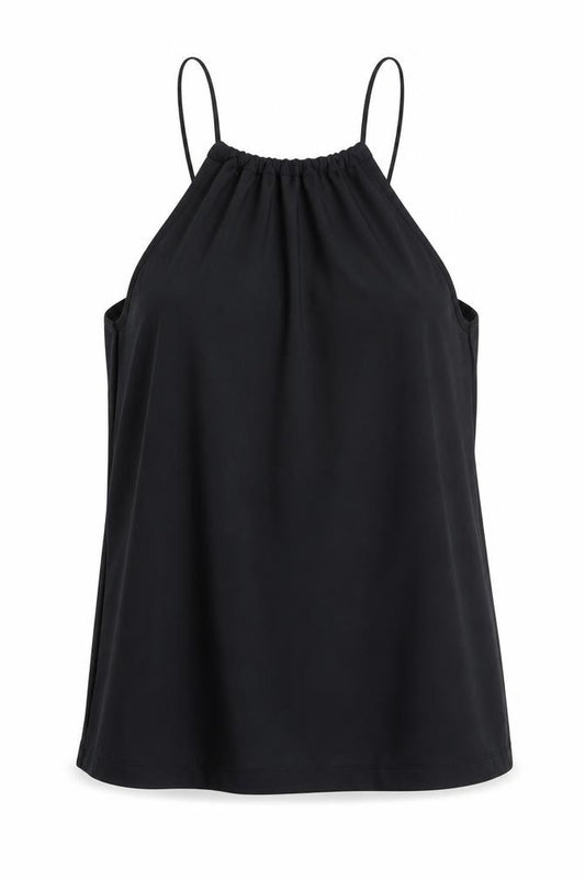 Slazenger Women Black UK 12 Ruched Spaghetti Strap Camisole Tank Top