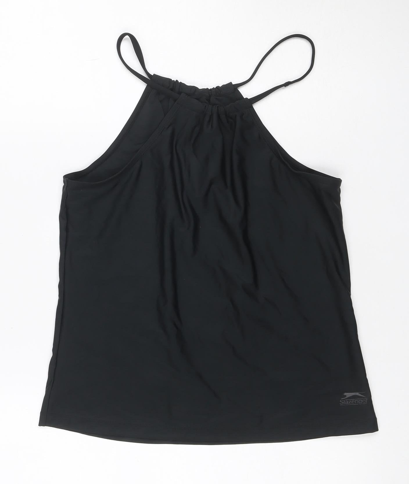 Slazenger Women Black UK 12 Ruched Spaghetti Strap Camisole Tank Top