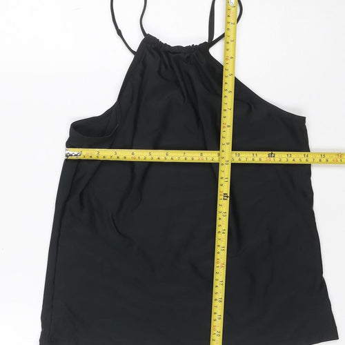Slazenger Women Black UK 12 Ruched Spaghetti Strap Camisole Tank Top