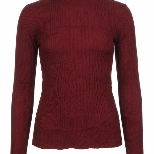 Pull&Bear Women Red M Ribbed Mock Neck Slim Knit Pullover Jumper