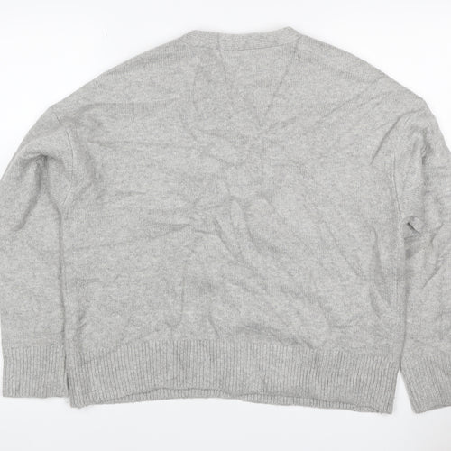 Marks & Spencer Women Grey Cashmere Wool V-Neck Cardigan Size 10