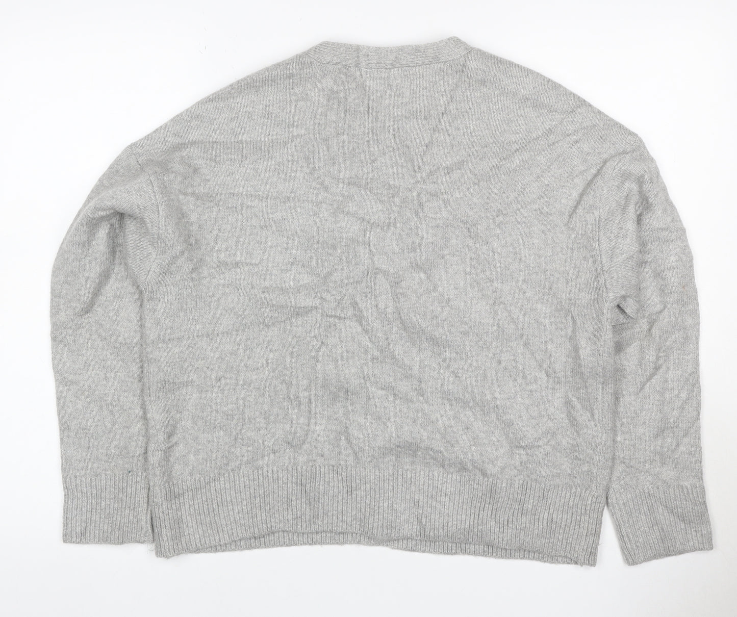 Marks & Spencer Women Grey Cashmere Wool V-Neck Cardigan Size 10
