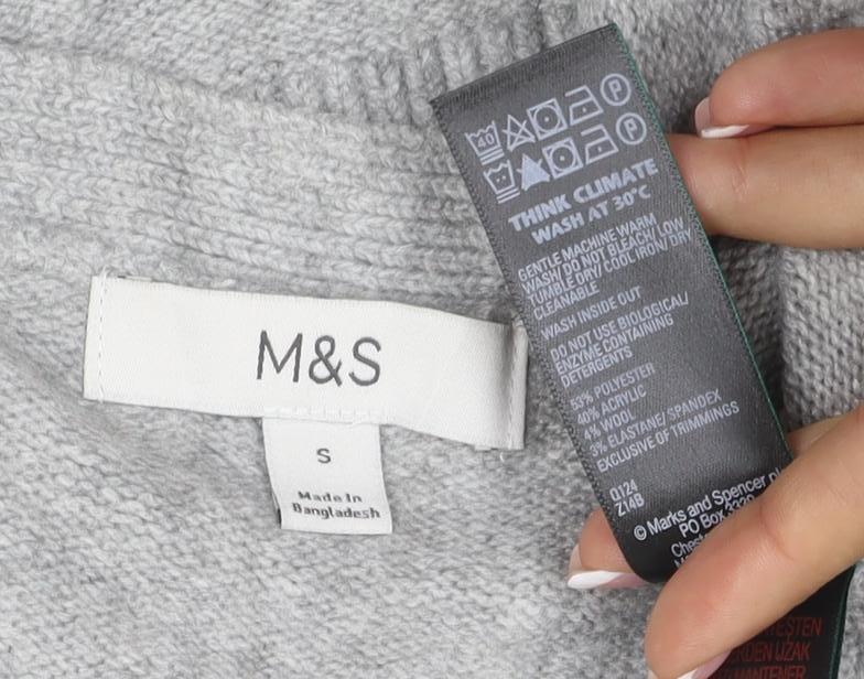 Marks & Spencer Women Grey Cashmere Wool V-Neck Cardigan Size 10