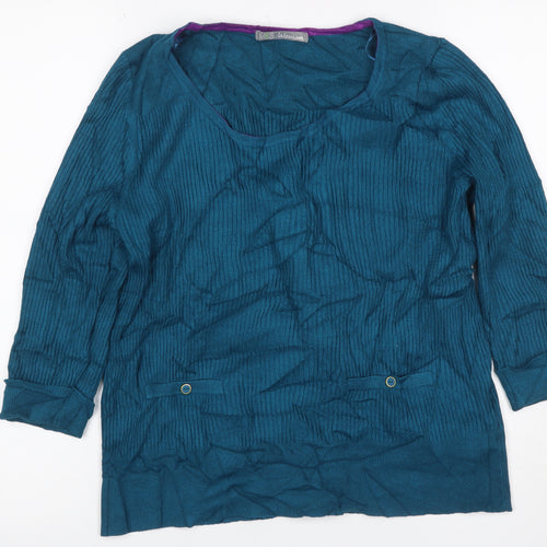 Marks and Spencer Women’s Blue UK 20 Rib Knit Long Sleeve Tunic Jumper