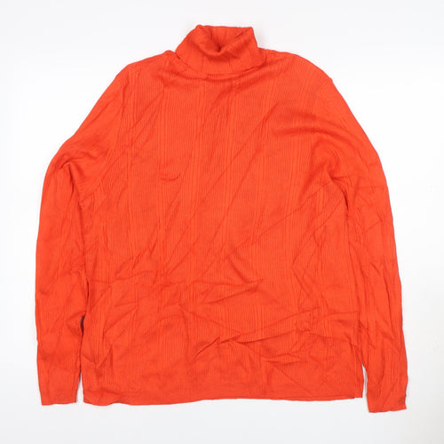 Marks and Spencer Women Orange UK 18 Ribbed Roll Neck Pullover Jumper