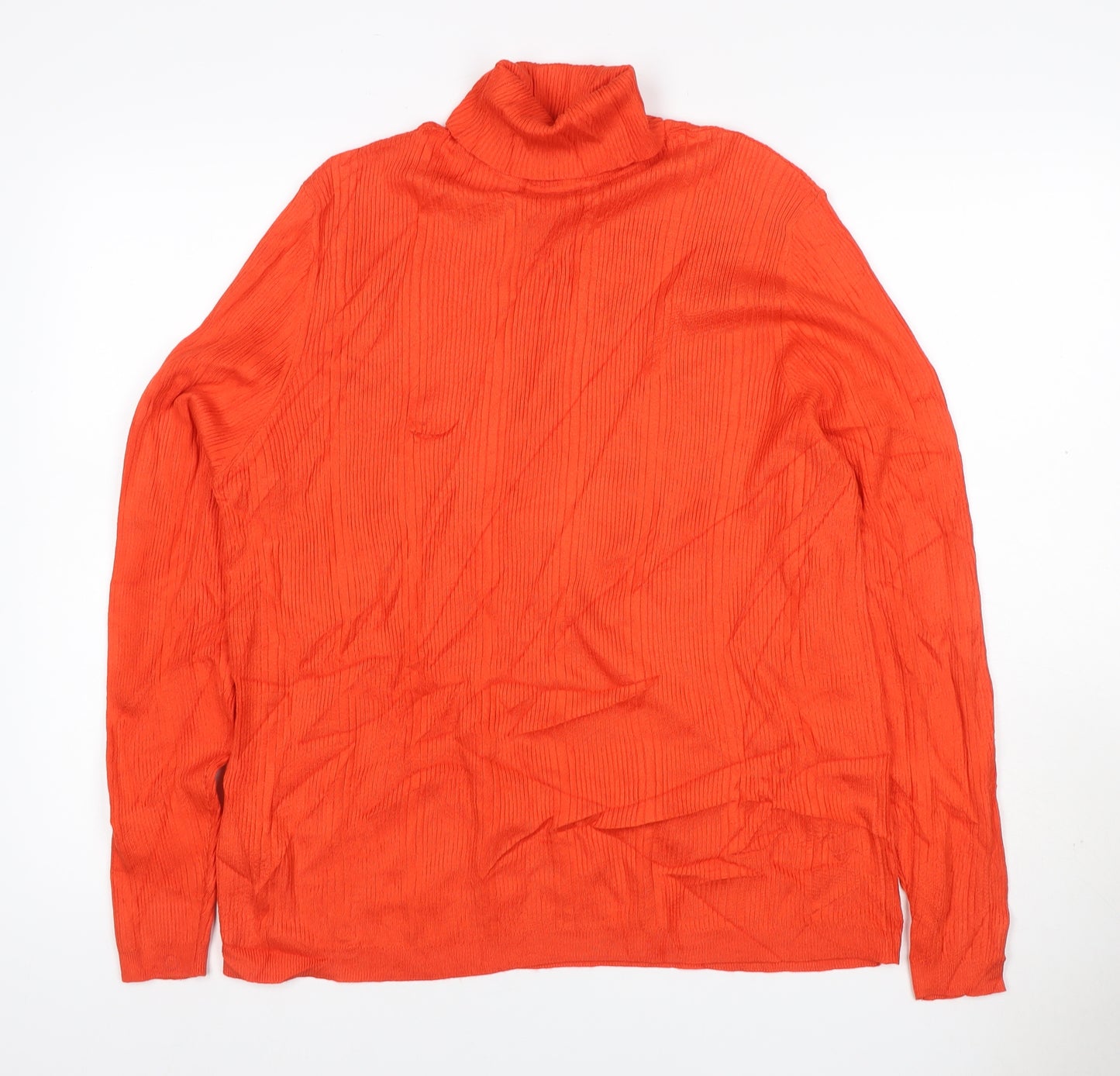 Marks and Spencer Women Orange UK 18 Ribbed Roll Neck Pullover Jumper