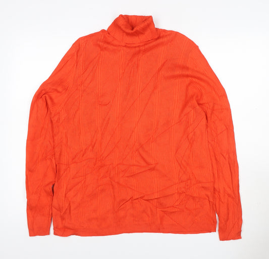 Marks and Spencer Women Orange UK 18 Ribbed Roll Neck Pullover Jumper