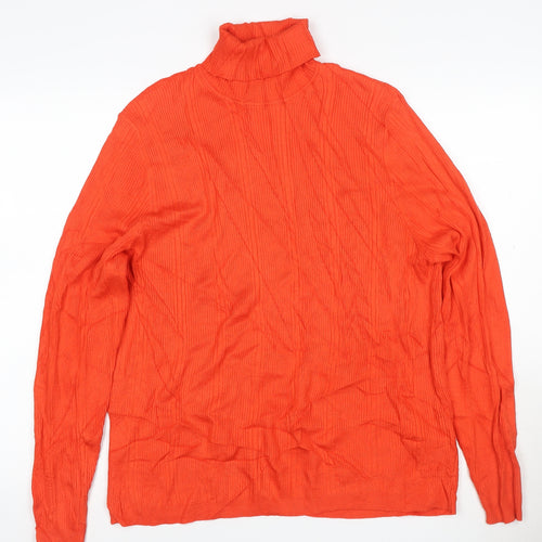 Marks and Spencer Women Orange UK 18 Ribbed Roll Neck Pullover Jumper