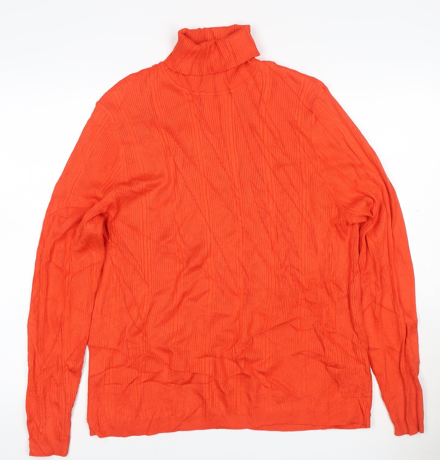 Marks and Spencer Women Orange UK 18 Ribbed Roll Neck Pullover Jumper