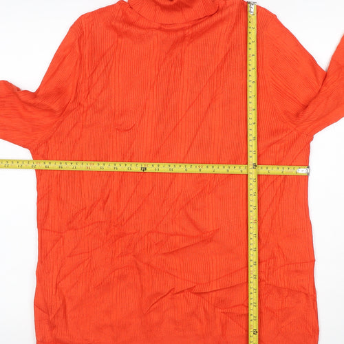 Marks and Spencer Women Orange UK 18 Ribbed Roll Neck Pullover Jumper