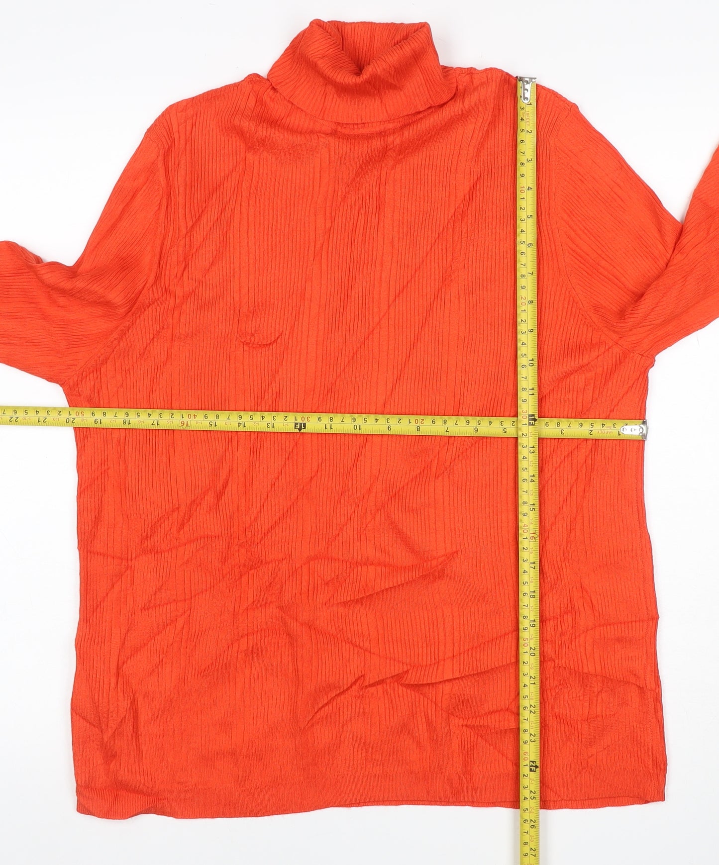Marks and Spencer Women Orange UK 18 Ribbed Roll Neck Pullover Jumper